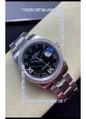 Rolex Datejust 36MM Swiss 1:1 Mirror Replica in 904L Black Dial