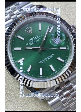 Rolex Datejust 41MM 126334 Swiss Replica in 904L Steel in Green Dial - 1:1 Mirror Replica