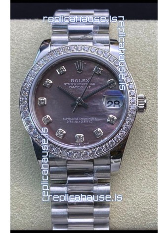 Rolex Datejust 178384 31MM Swiss Replica in 904L Steel in Grey Dial - 1:1 Mirror Replica