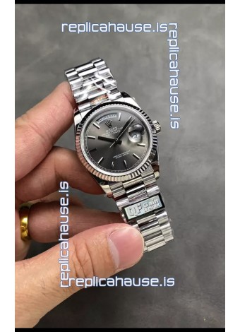 Rolex Day Date Super Clone Stainless Steel Grey Dial Watch 36MM - 1:1 Mirror Quality