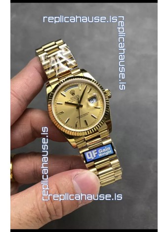 Rolex Day Date Super Clone Yellow Gold Case and Dial Stick Numerals Watch 36MM - 1:1 Mirror Quality