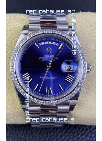 Rolex Day Date M228206-0015 904L Steel 40MM - Blue Dial 1:1 Mirror Replica