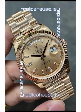 Rolex Day Date 40MM 228235 Rose Gold in Gold Dial 1:1 Mirror Replica Watch
