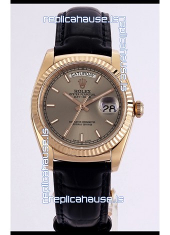 Rolex Day Date Rose Gold 904L Steel Casing Watch in Gold Dial 36MM - 1:1 Mirror Quality