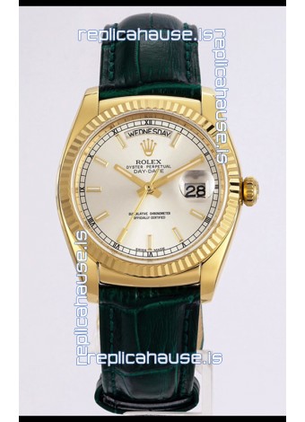 Rolex Day Date Yellow Gold 904L Steel Casing Watch in Steel Dial 36MM - 1:1 Mirror Quality