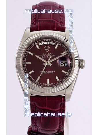 Rolex Day Date 904L Steel Casing Watch in Red Dial 36MM - 1:1 Mirror Quality