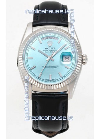 Rolex Day Date 904L Steel Casing Watch in Ice Blue Dial 36MM - 1:1 Mirror Quality