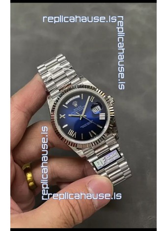 Rolex Day Date Presidential Stainless Steel Navy Blue Dial Watch 40MM - 1:1 Mirror Quality