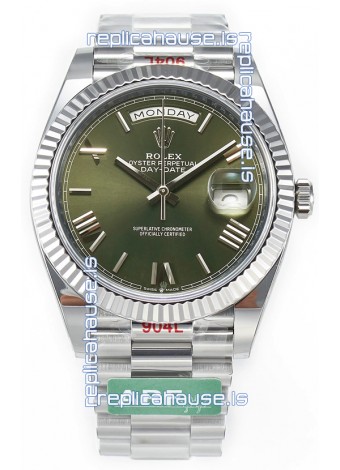 Rolex Day Date Presidential Stainless Steel Green Dial Watch 40MM - 1:1 Mirror Quality