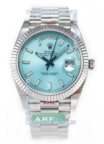 Rolex Day Date 904L Stainless Steel Tiffany Blue Stick Dial Watch 40MM - 1:1 Mirror Quality