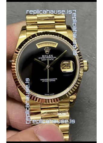 Rolex Day Date Presidential 18K Yellow Gold Watch 36MM - Black Dial 1:1 Mirror Quality