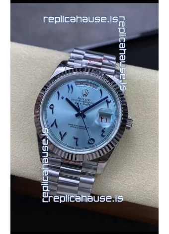 Rolex Day Date Presidential Stainless Steel ICE Blue Arab Dial Watch 40MM - 1:1 Mirror Quality