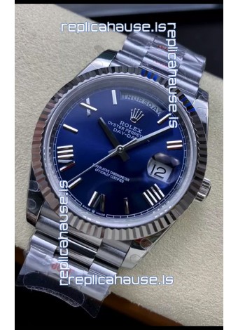 Rolex Day Date Presidential Stainless Steel Navy Blue Dial Watch 40MM - 1:1 Mirror Quality