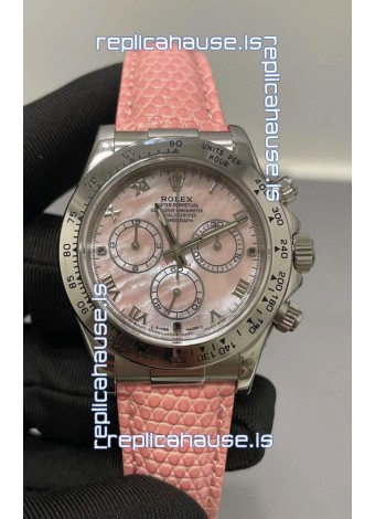 Rolex Daytona Super Clone Pink Pearl Dial Stainless Steel 1:1 Mirror Cal.4131 Movement Replica Watch