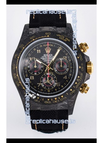Rolex Daytona Super Clone DiW Avia Grey Carbon Edition Watch - Forged Carbon Casing Black Strap 1:1 Mirror Replica