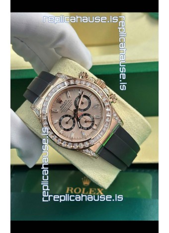 Rolex Daytona Super Clone Rose Gold Casing & Dial Cal.4131 Movement Watch Custom Sapphires Bezel