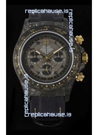 Rolex Daytona Super Clone Watch in Grey Dial Grey Carbon Casing 1:1 Mirror Replica