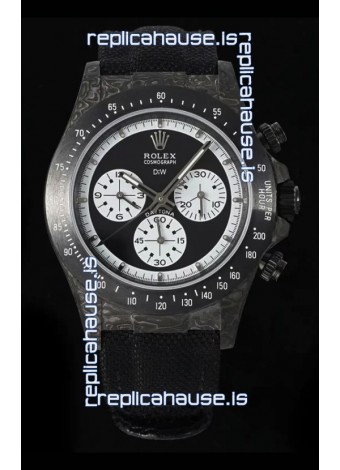 Rolex Daytona Super Clone DiW Paul Newman Carbon Edition Watch - Forged Carbon Casing Black Strap 1:1 Mirror Replica