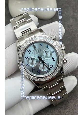 Rolex Cosmograph Daytona ICE Blue Dial Diamonds Bezel Cal.4130 Movement - 904L Steel Watch