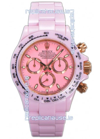 Rolex Daytona Pink Ceramic Strap Watch in Cal.4130 Movement Mirror Replica
