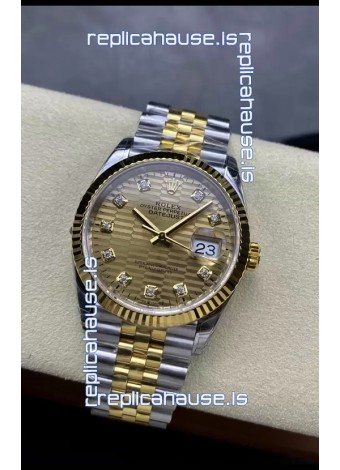 Rolex Datejust Cal.3235 Movement 1:1 Mirror Replica 904L Steel 36MM - Gold Fluted Motif Dial