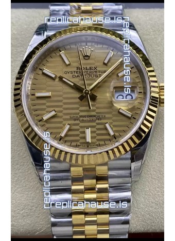 Rolex Datejust Cal.3235 Movement 1:1 Mirror Replica 904L Steel 36MM - Gold Fluted Motif Dial