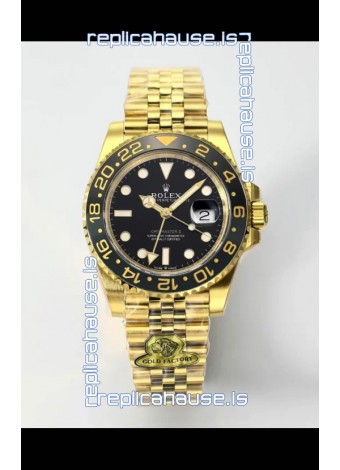 Rolex GMT Masters II Super Clone M12718 Yellow Black Dial Swiss Replica Watch 