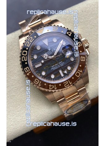 Rolex GMT Masters II Super Clone 126715CHNR Rose Gold Tiger Iron Dial Swiss Replica Watch