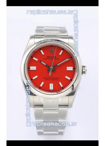 Rolex Oyster Perpetual REF#126000 36MM Swiss Movement Swiss Replica Red Dial 904L Steel 1:1 Mirror Replica Watch