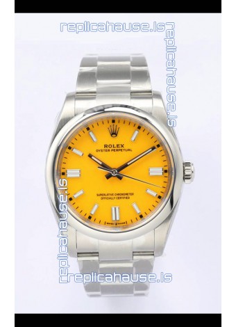 Rolex Oyster Perpetual REF#126000 36MM Swiss Movement Swiss Replica Yellow Dial 904L Steel 1:1 Mirror Replica Watch