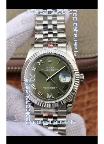 Rolex Datejust 36MM ETA-3135 Movement Swiss Replica in 904L Steel in Green Dial 