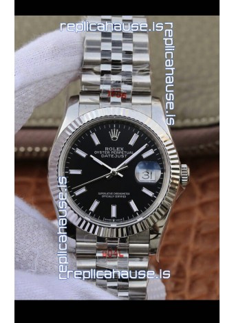 Rolex Datejust 36MM ETA-3135 Movement Swiss Replica in 904L Steel in Black Dial 