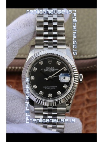 Rolex Datejust 36MM ETA-3135 Movement Swiss Replica in 904L Steel in Navy Blue Dial 