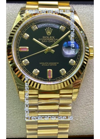 Rolex Day Date 128238 Presidential 18K Yellow Gold Watch 36MM - Black Dial 1:1 Mirror Quality Watch