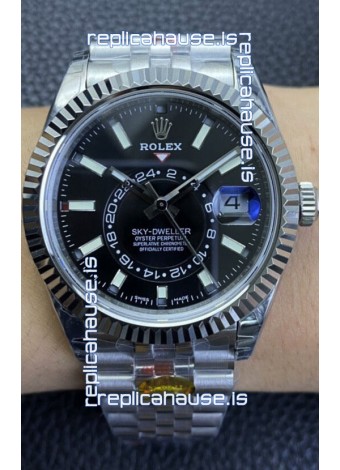 Rolex Sky-Dweller REF# M326934 Black Dial Watch in 904L Steel Case 1:1 Mirror Replica
