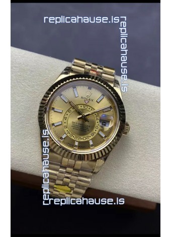 Rolex Sky-Dweller REF# 336935 Gold Dial Watch in Yellow Gold 904L Steel Case 1:1 Mirror Replica