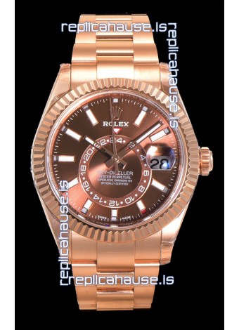 Rolex Sky-Dweller REF# 336235 Brown Dial Watch in Rose Gold 904L Steel Case 1:1 Mirror Replica