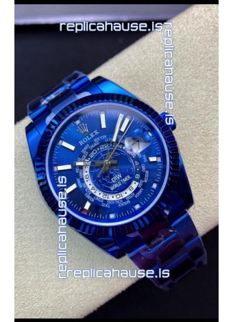 Rolex SkyDweller Swiss Watch in Blue PVD Coated Case - DIW Edition Blue Dial