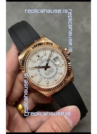 Rolex Sky-Dweller REF# M326235 White Dial Rose Gold Watch in 904L Steel Case 1:1 Mirror Replica