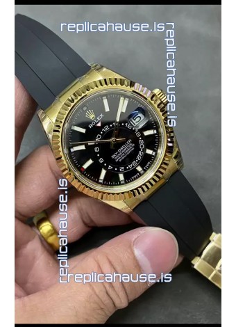 Rolex Sky-Dweller REF# M336235 Black Dial Yellow Gold Watch in 904L Steel Case 1:1 Mirror Replica