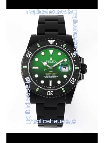 Rolex Submariner DiW Special Edition Watch in DLC Coating Carbon Bezel Green Dial 