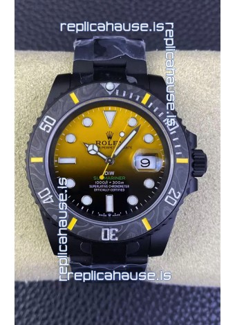 Rolex Submariner DiW Special Edition Watch in DLC Coating Carbon Bezel Yellow Dial 