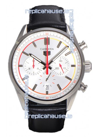 Tag Heuer Carrera Chronosprint X Swiss Quartz Replica Watch White dial Leather Strap 