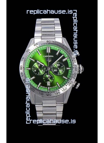 Tag Heuer Carrera Swiss Quartz Movement Replica Watch in Green Dial - Stainless Steel Strap