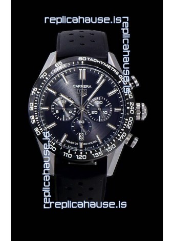 Tag Heuer Carrera Swiss Quartz Movement Replica Watch in Black Dial - Black Rubber Strap