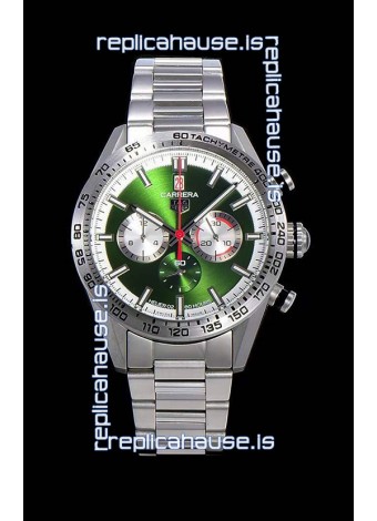 Tag Heuer Carrera Swiss Quartz Movement Replica Watch in Green Dial - Stainless Steel Strap