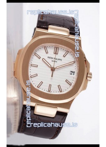 Patek Philippe Nautilus 5711/1R 1 1:1 Mirror Replica Watch in White Dial Rose Gold