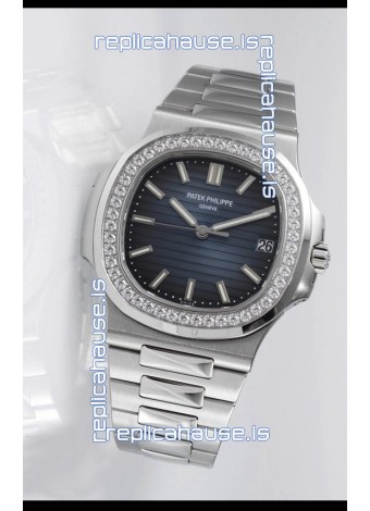 Patek Philippe Nautilus 5711 Swiss Replica Watch - 1:1 Mirror Quality with Diamonds Bezel