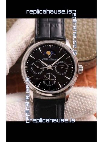 Jaeger LeCoultre Master Ultra-Thin Perpetual Calendar Black Dial Swiss Replica Watch 