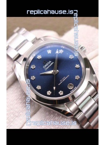 Omega Seamaster Aquaterra 150M 34MM Swiss Replica Watch in Blue Dial